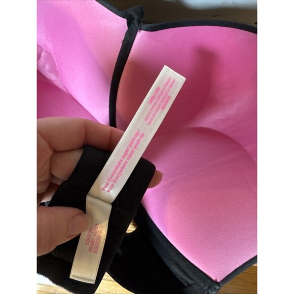 VICTORIA'S SECRET PINK Super Push-Up Bra VS Black 38DD - Picture 4 of 6